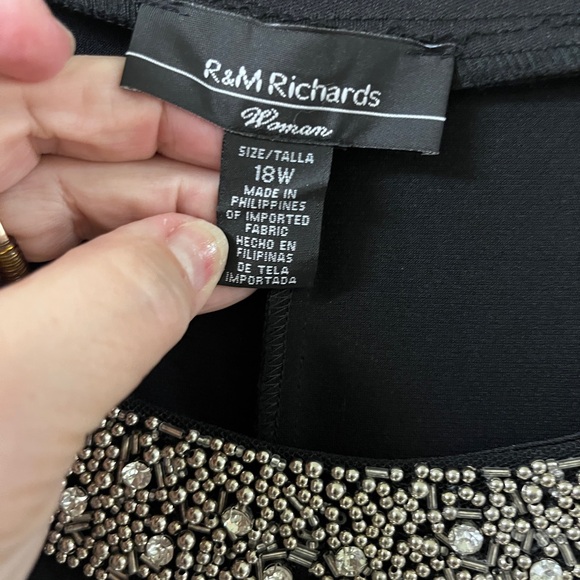 R&M Richards Black Gown with Silver Sparkling Detailing - Picture 2 of 4